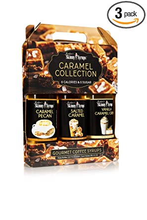 Jordan's Skinny Mixes Caramel Collection Trio Sugar Coffee Free Flavoring Syrup, 12.7 Fl Oz